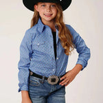 Roper Blue Thistle (Blue) - Girl's Western Snap Shirts (Closeout) - Hatcountry