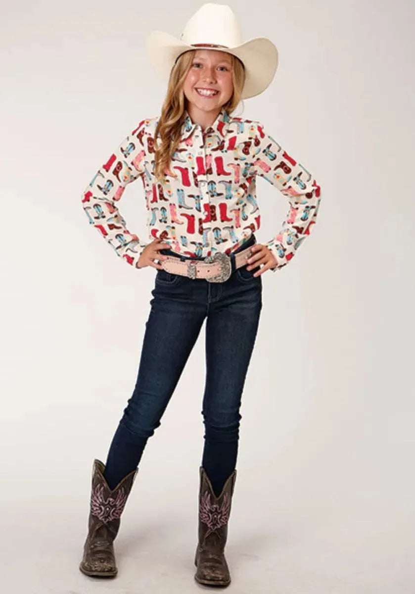 Roper Five Star (Boot Print) - Girl's Western Snap Shirt - Hatcountry