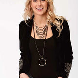 Roper 3939 Metallic Embroidery (Black) - Cropped Women's Jacket