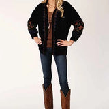 Roper 1421 Floral Velvet (Black) - Women's Jacket