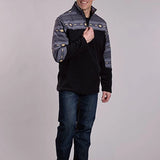 Roper 3324 Pieced Fleece (Black) - Men's Quarter Zip Sweater