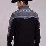 Roper 3324 Pieced Fleece (Black) - Men's Quarter Zip Sweater