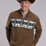 Roper 3324 Border Print (Brown) - Men's Quarter Zip Sweater