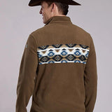 Roper 3324 Border Print (Brown) - Men's Quarter Zip Sweater