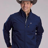 Roper 3418 Windowpane Fleece (Navy) - Men's Softshell Jacket