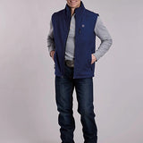 Roper 3148 Windowpane (Navy) - Men's Softshell Vest