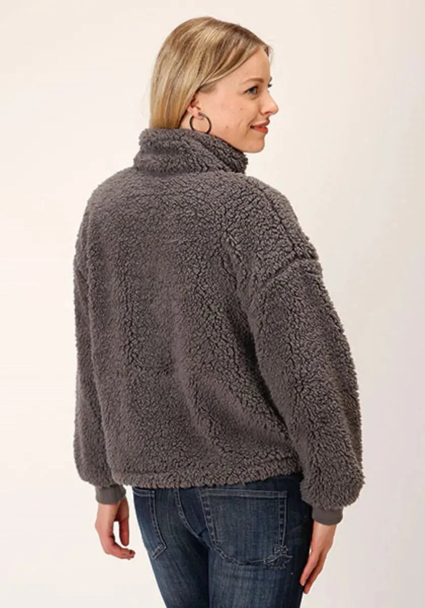 Roper Cropped Polar Fleece Pullover (Grey) - Women's Fleece Pullover - Hatcountry