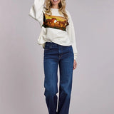 Roper 3135 Printed Horses (Cream) - Women's Fleece Sweatshirt