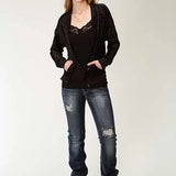 Roper 2258 Flower Print (Black) - Women's Bomber Jacket