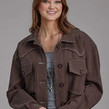 Roper 2272 Printed Knit (Brown) - Women's Cropped Jacket