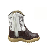 Roper Bump (White/Brown) - Infant Cowboy Booties - Hatcountry