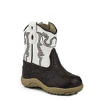 Roper Bump (White/Brown) - Infant Cowboy Booties - Hatcountry