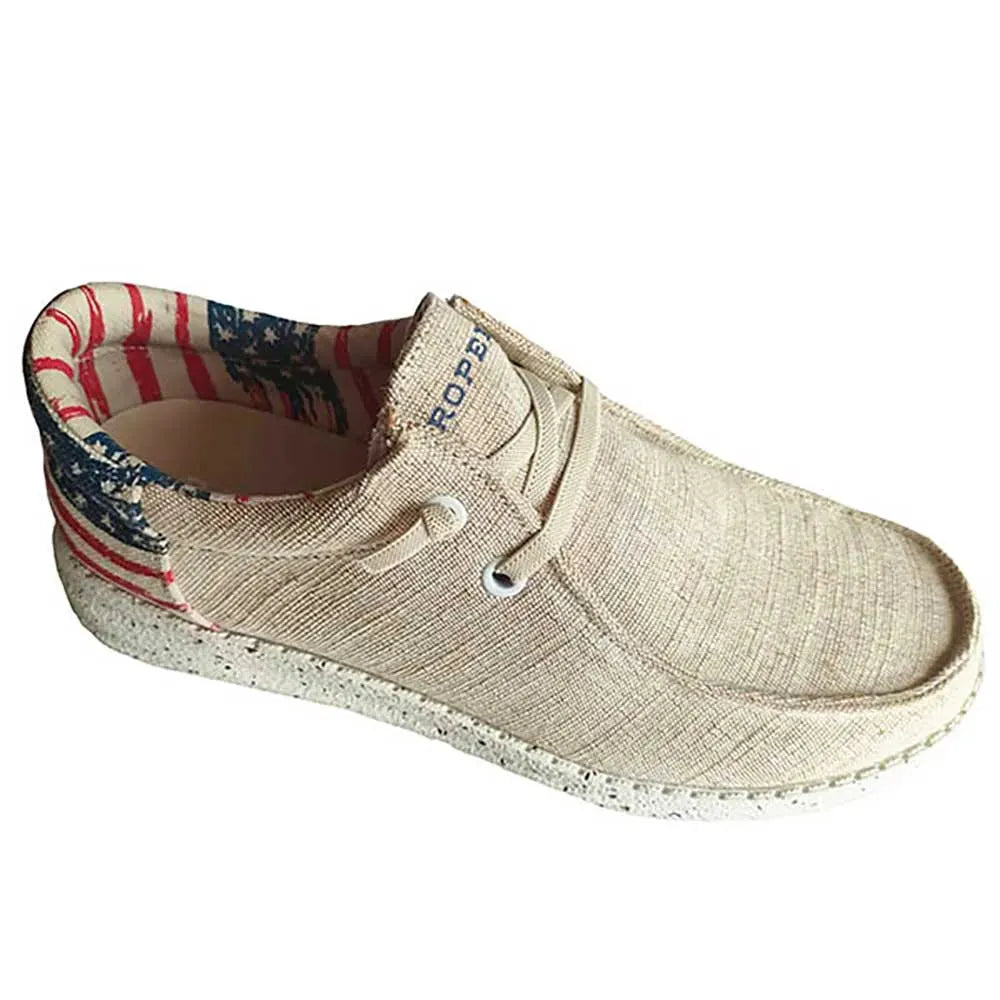 Roper Hang Loose American Flag Heel - Mens Moccasin - Hatcountry