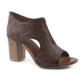 Roper Mika Front Zip (Brown) - Women's Sandals