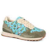 Roper Giddyup Cactus Jogger (Turquoise) - Women's Lace Up Suede Sneaker