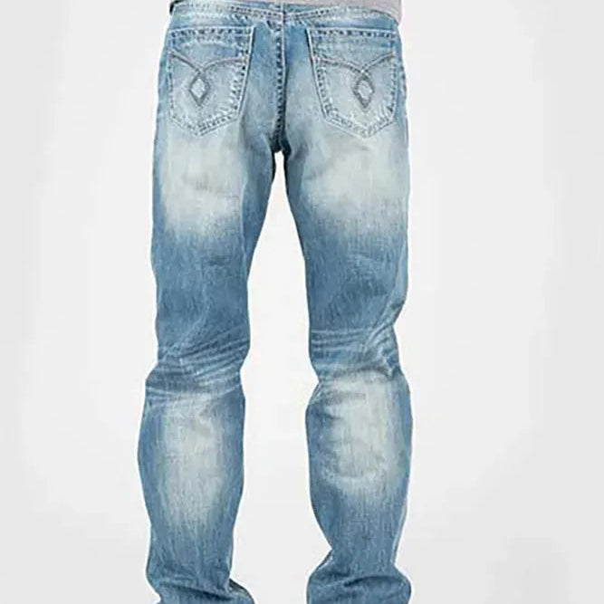 Tin Haul Regular Joe with Grey Diamond Stitch (Light Wash) - Men's Bootcut Jeans - Hatcountry