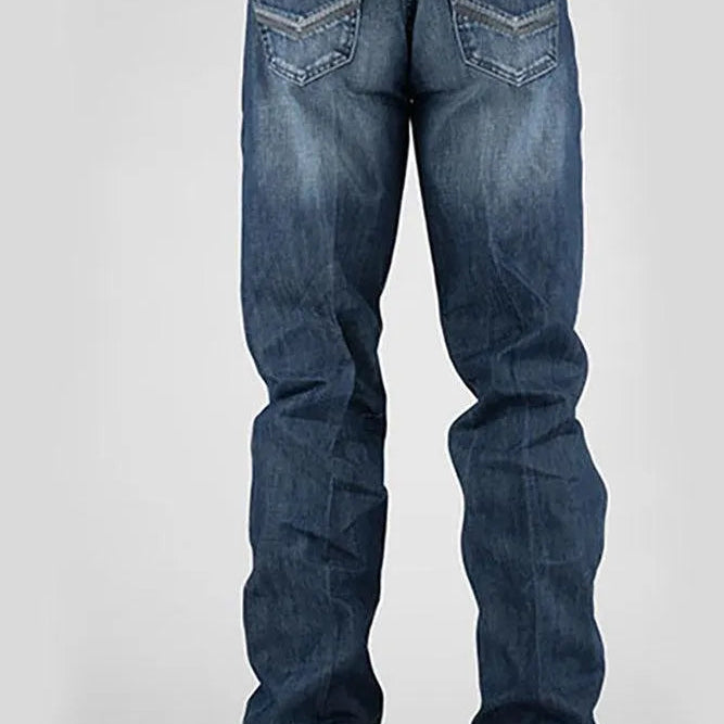Tin Haul Regular Joe with Grey V Stitch (Dark Wash) - Men's Bootcut Jeans - Hatcountry