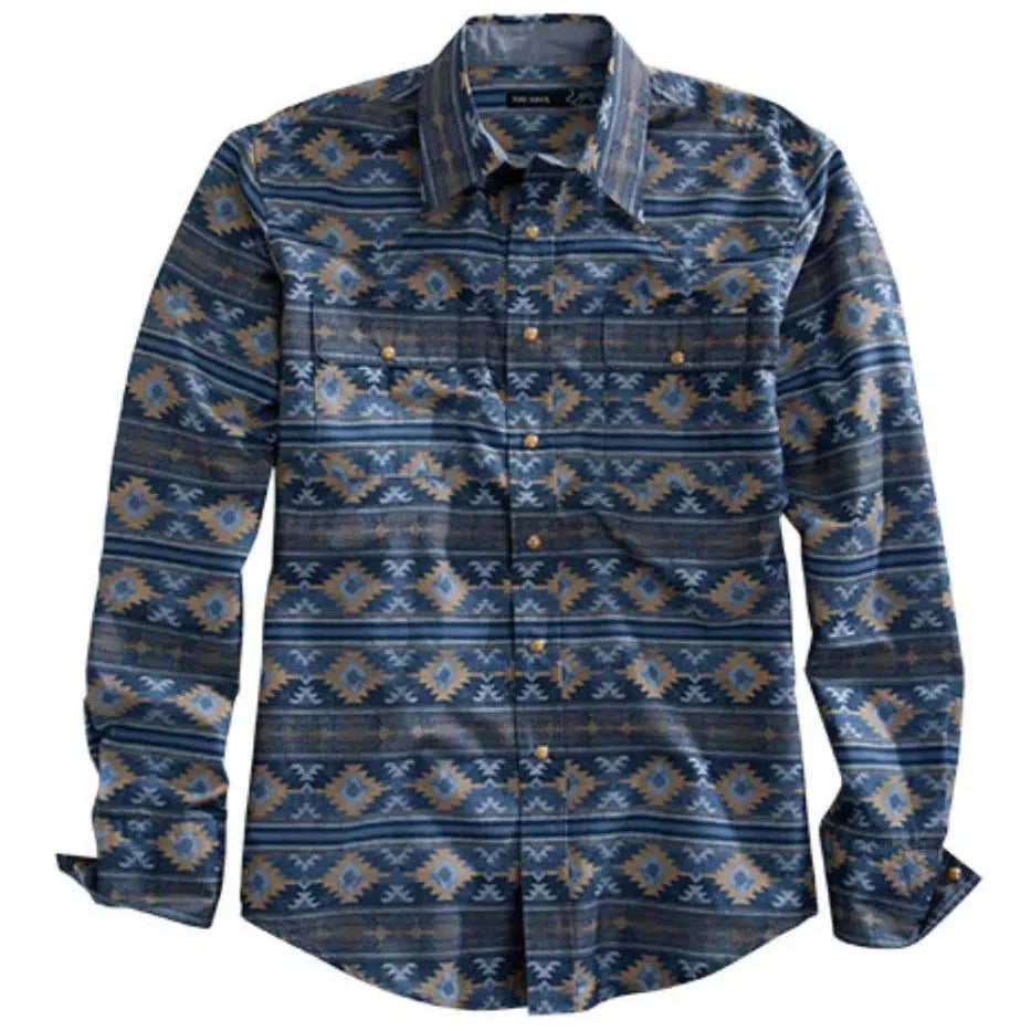 Tin Haul Indigo Aztec Long Sleeve (Grey) - Men's Western Shirt - Hatcountry