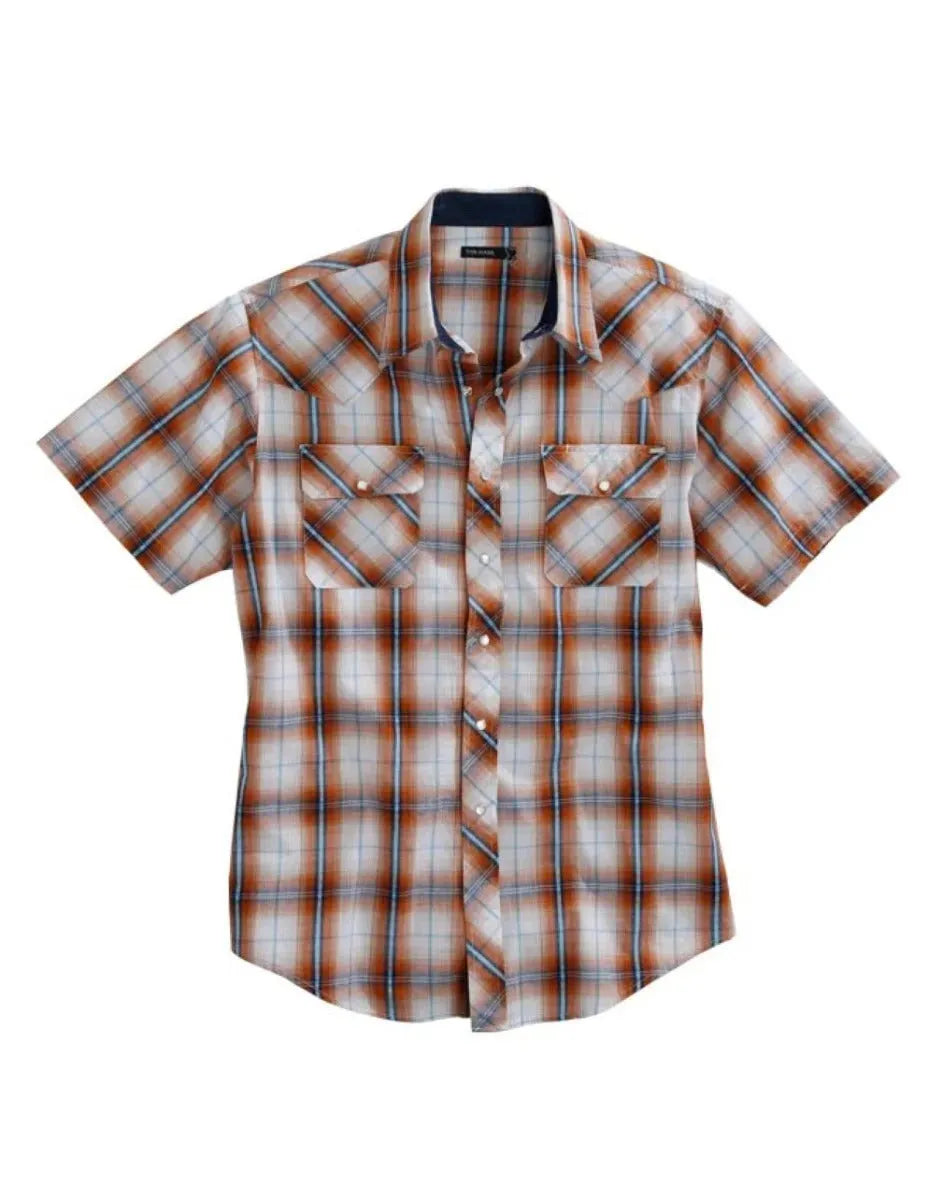 Tin Haul Diamond Dobby Short Sleeve (Orange) - Men's Western Shirt - Hatcountry