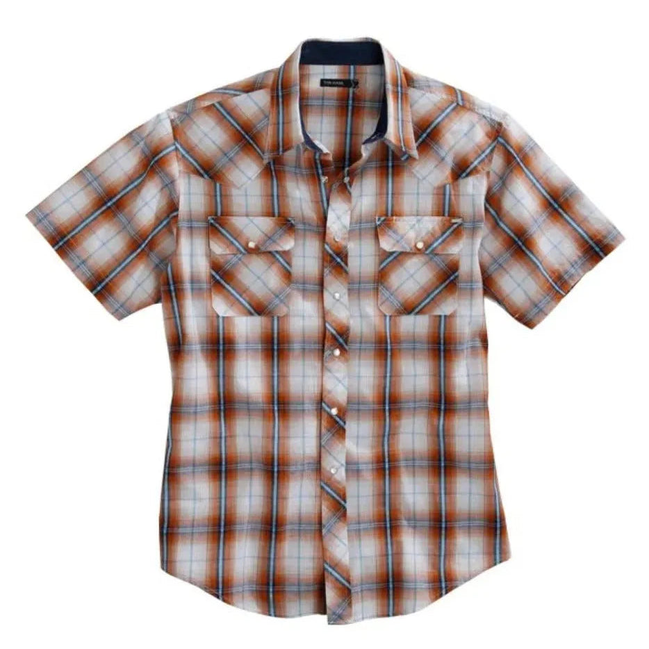 Tin Haul Diamond Dobby Short Sleeve (Orange) - Men's Western Shirt - Hatcountry