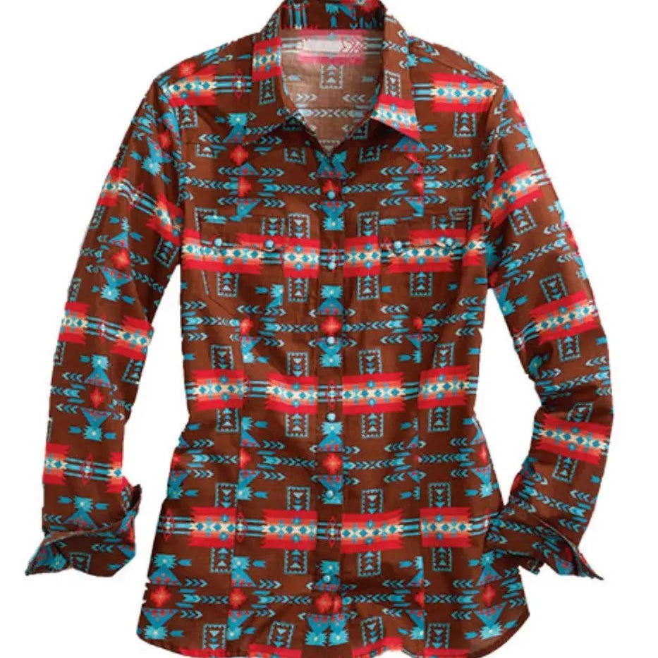 Tin Haul Aztec Elegance (Brown) - Women's Western Shirt - Hatcountry