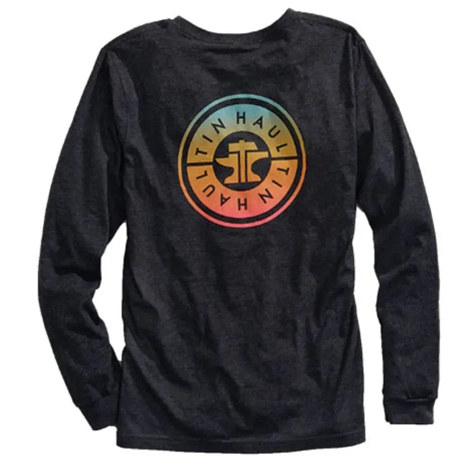 Tin Haul Ombre Logo Long Sleeve (Grey) - Men's Western T-Shirt - Hatcountry