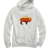 Tin Haul Retro Bison (White) - Women's Hoodie Sweatshirt