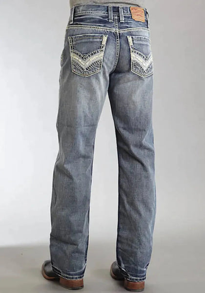 Stetson 1312 Relaxed Fit Jeans with Pieced Back Pocket (Light Wash