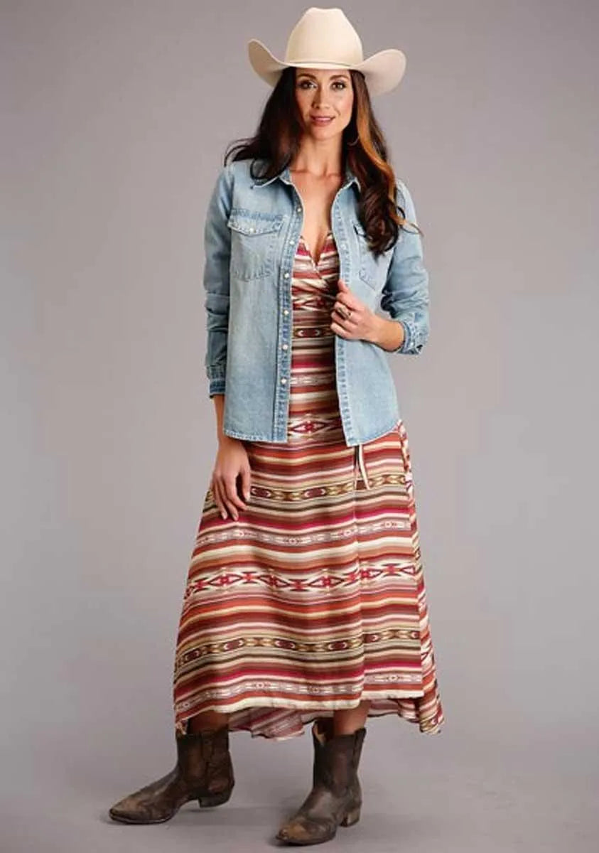 Stetson Sunset Serape Aztec Print - Women's Long Dress - Hatcountry
