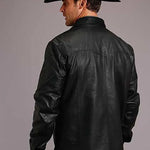 Stetson Leather Western Shirt Jacket (Black) - Men's Leather Jacket - Hatcountry