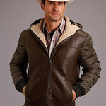 Stetson Novelty Solid Hooded Jacket (Brown) - Men's Leather Jacket - Hatcountry