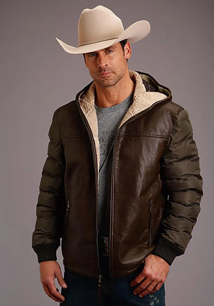 Stetson Novelty Solid Hooded Jacket (Brown) - Men's Leather Jacket - Hatcountry