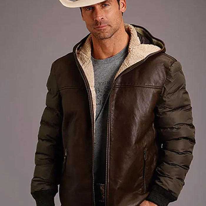 Stetson Novelty Solid Hooded Jacket (Brown) - Men's Leather Jacket - Hatcountry