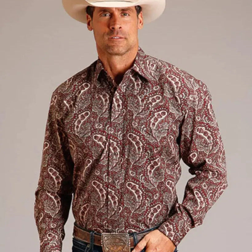 Stetson Siren Paisley (Wine) - Men's Western Shirt - Hatcountry
