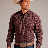 Stetson 1825 Geometric Sunburst (Wine) - Men's Western Shirt