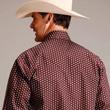 Stetson 1825 Geometric Sunburst (Wine) - Men's Western Shirt