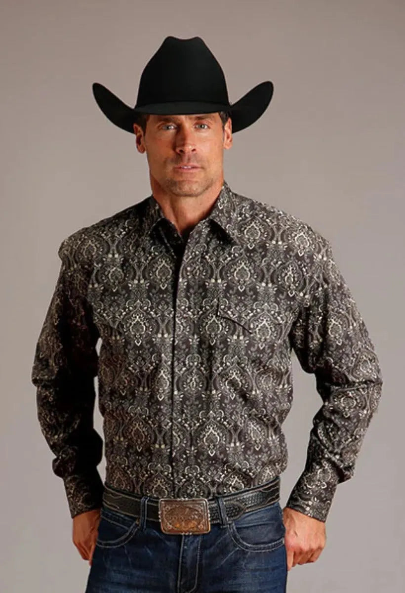 Stetson Vintage Demask (Grey) - Men's Western Shirt - Hatcountry