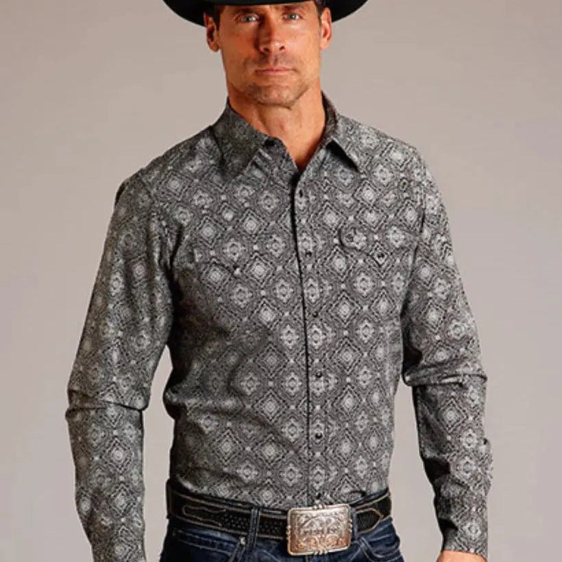 Stetson Classic Medallion (Black) - Men's Western Shirt - Hatcountry