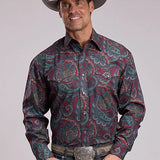 Stetson 3202 Lodge Paisley (Wine) - Men's Western Shirt