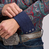 Stetson 3202 Lodge Paisley (Wine) - Men's Western Shirt
