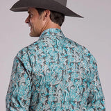 Stetson 2868 2 Pocket Paisley (Turquoise) - Men's Western Shirt