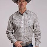 Stetson 2871 Paisley Medallions (Grey) - Men's Western Shirt