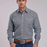 Stetson 2873 Navy Geo (Blue) - Men's Western Shirt