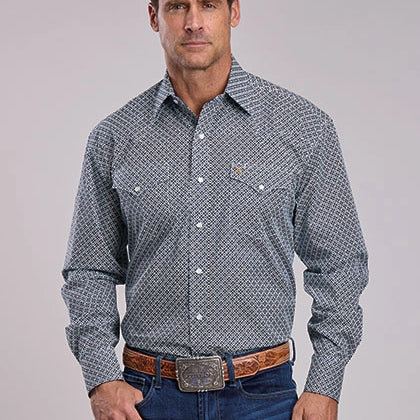 Stetson 2873 Navy Geo (Blue) - Men's Western Shirt