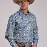 Stetson 2874 Paisley Medallion (Blue) - Men's Western Shirt