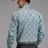 Stetson 1918 Turquoise Medallion (Blue) - Men's Western Shirt