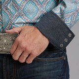 Stetson 1918 Turquoise Medallion (Blue) - Men's Western Shirt