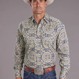 Stetson 2515 Summer Medallion (Blue) - Men's Western Shirt