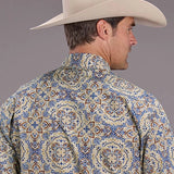 Stetson 2515 Summer Medallion (Blue) - Men's Western Shirt