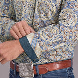 Stetson 2515 Summer Medallion (Blue) - Men's Western Shirt